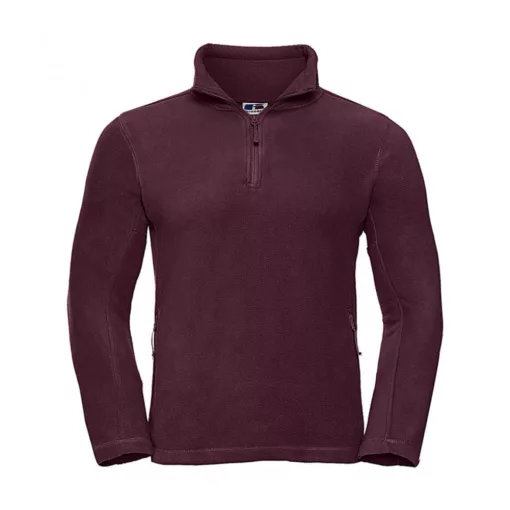 Uniszex hosszú ujjú felső Russell Europe Quarter Zip Outdoor Fleece M, Burgundi vörös