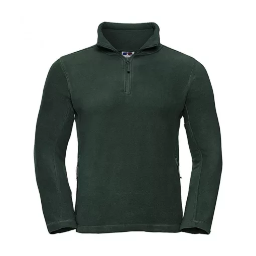 Uniszex hosszú ujjú felső Russell Europe Quarter Zip Outdoor Fleece S, Sötétzöld