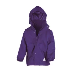 Gyerek Kabát Kapucnis Hosszú ujjú Result Junior Reversible Stormproof Jacket -S (5-6), Lila/Lil