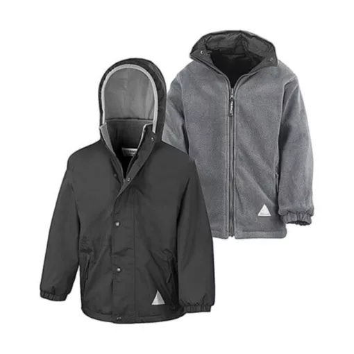 Gyerek Kabát Kapucnis Hosszú ujjú Result Junior Reversible Stormproof Jacket -2XS (2-3), Piros/
