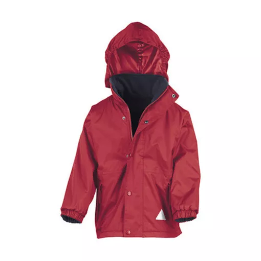 Gyerek Kabát Kapucnis Hosszú ujjú Result Junior Reversible Stormproof Jacket -XL (11-12), Piros