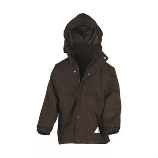 Gyerek Kabát Kapucnis Hosszú ujjú Result Junior Reversible Stormproof Jacket -M (7-8), Barna/Ba