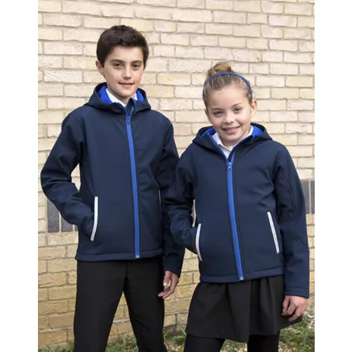 Gyerek Kabát Kapucnis Hosszú ujjú Result Kids TX Performance Hooded Softshell Jacket -S (5-6),