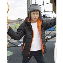 Gyerek Kabát Kapucnis Hosszú ujjú Result Junior/Youth Padded Jacket -S (5-6), Fekete