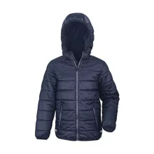 Gyerek Kabát Kapucnis Hosszú ujjú Result Junior/Youth Padded Jacket -M (7-8), Fekete