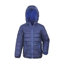 Gyerek Kabát Kapucnis Hosszú ujjú Result Junior/Youth Padded Jacket -M (7-8), Fekete