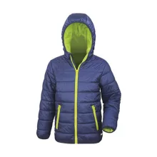 Gyerek Kabát Kapucnis Hosszú ujjú Result Junior/Youth Padded Jacket -L (9-10), Sötétkék/Lime