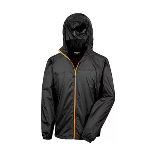 Uniszex Kabát Kapucnis Hosszú ujjú Result Hdi Quest Lightweight Stowable Jacket Fekete/Narancss