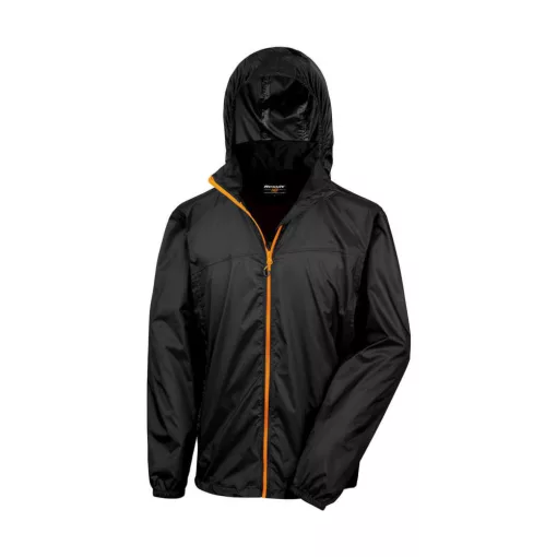 Uniszex Kabát Kapucnis Hosszú ujjú Result Hdi Quest Lightweight Stowable Jacket Fekete/Narancss