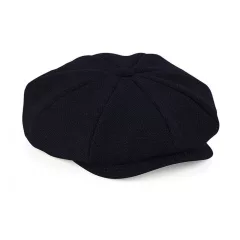 Uniszex téli sapka Beechfield Heritage Bakerboy Cap S/M, Sötétkék (navy) Herringbone