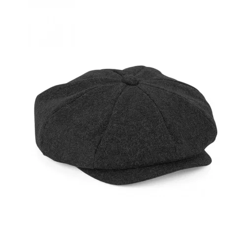 Uniszex téli sapka Beechfield Melton Wool Baker Boy L/XL, Szénszürke Marl