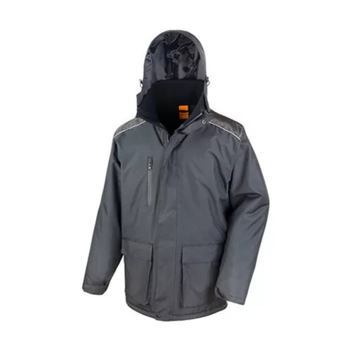 Uniszex Kabát Kapucnis Hosszú ujjú Result Work-Guard Vostex Long Coat -M, Fekete