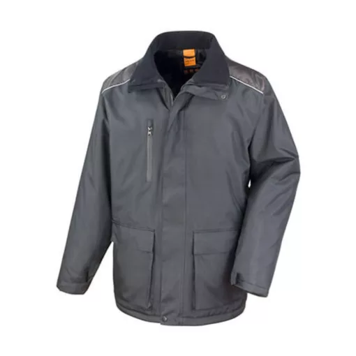 Uniszex Kabát Kapucnis Hosszú ujjú Result Work-Guard Vostex Long Coat -3XL, Fekete