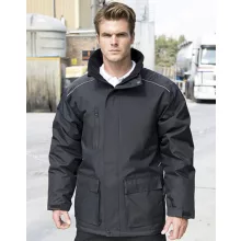 Uniszex Kabát Kapucnis Hosszú ujjú Result Work-Guard Vostex Long Coat -3XL, Fekete