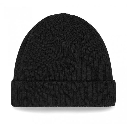 Uniszex organikus téli sapka Beechfield Organic Cotton Beanie Egy méret, Fekete