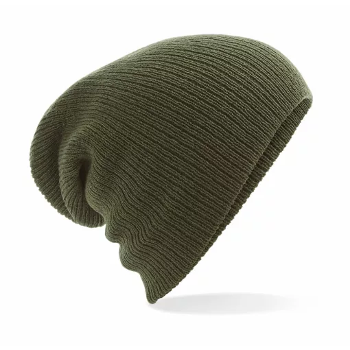 Uniszex téli kötött sapka Beechfield Heavy Gauge Slouch Beanie B449 Oliva zöld