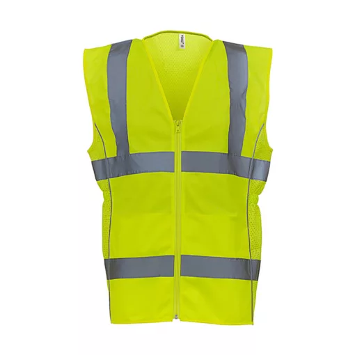 Női fényvisszaverő ruha munkaruha Yoko Fluo Ladies Executive Waistcoat L, Fluo Sárga