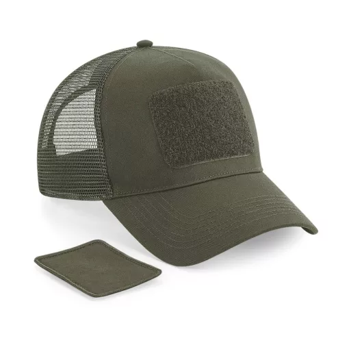 Uniszex sapka Beechfield Patch Snapback Trucker - One Size, Katonai zöld