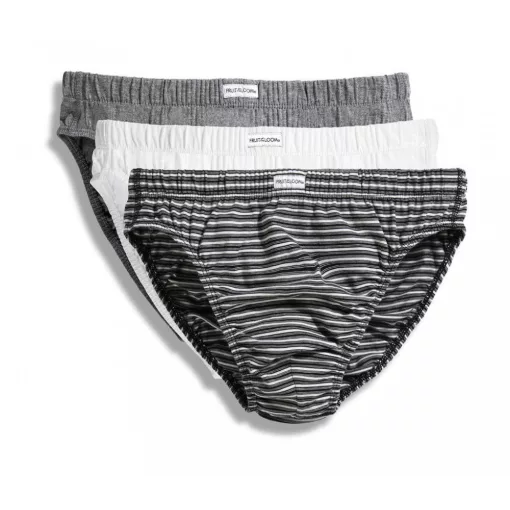 Férfi alsónemű Fruit of the Loom Classic Slip 3 Pack M, Szürke Marl - Fekete csíkos - Fehé