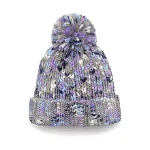 Uniszex téli sapka Beechfield Twister Chunky Pom Pom Beanie Egy méret, Levendula Twist