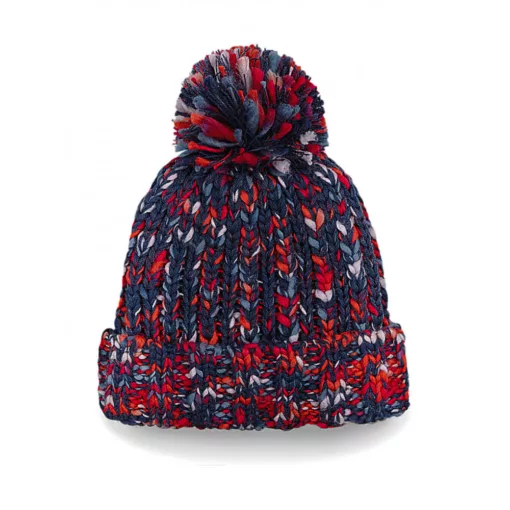 Uniszex téli sapka Beechfield Twister Chunky Pom Pom Beanie Egy méret, Tábortűz Twist
