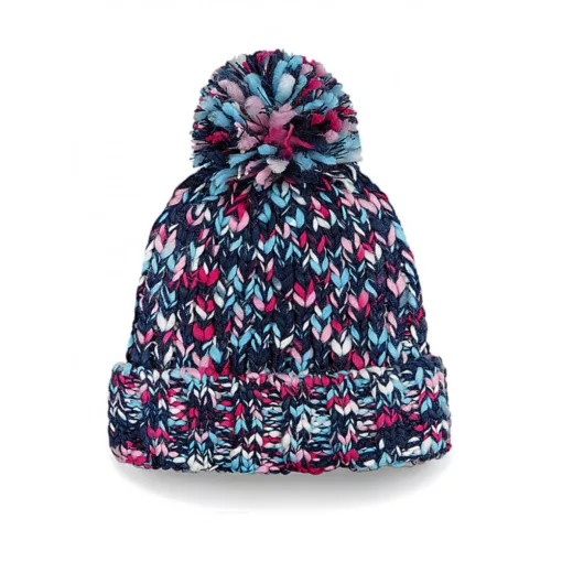 Uniszex téli sapka Beechfield Twister Chunky Pom Pom Beanie Egy méret, Candy Twist