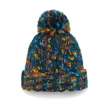 Uniszex téli sapka Beechfield Twister Chunky Pom Pom Beanie Egy méret, Retro Twist