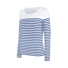 Női póló Kariban KA386 Hosszú Ujjú Breton Csíkos Felső -XL, Striped White/Navy