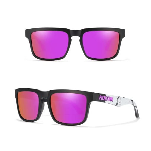 KDEAM polarizált napszemüveg UV400 női férfi uniszex fekete keret lila lencse