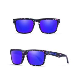   KDEAM polarizált napszemüveg UV400 női uniszex fekete pöttyös keret, kék lencse