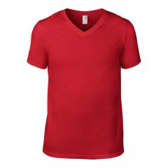   Férfi póló Anvil AN982 Felnőtt Fashion Basic v-nyakú póló -S, Red