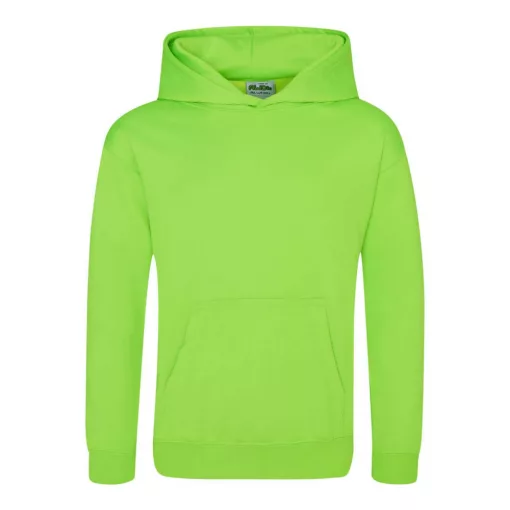 Gyerek kapucnis pulóver Just Hoods AWJH004J Kids Electric Hoodie -3/4, Electric Green