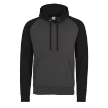 Uniszex kapucnis pulóver Just Hoods AWJH009 Baseball Hoodie -M, Charcoal Grey/Jet Blac