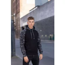 Uniszex kapucnis pulóver Just Hoods AWJH009 Baseball Hoodie -S, Solid Black/Black Camo