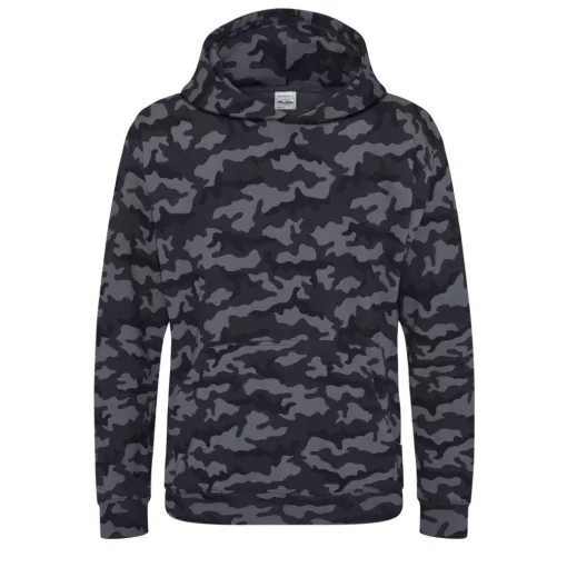 Gyerek kapucnis pulóver Just Hoods AWJH014J Kids Camo Hoodie -M, Black Camo