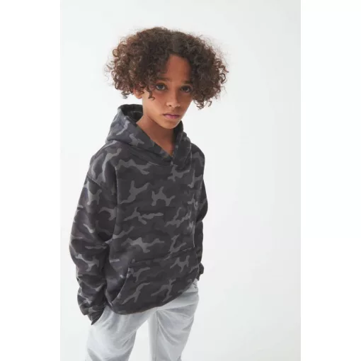 Gyerek kapucnis pulóver Just Hoods AWJH014J Kids Camo Hoodie -XL, Black Camo
