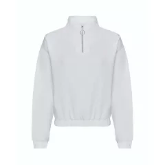 Női pulóver Just Hoods AWJH037 Women S Cropped 1/4 Zip Sweat -L, Arctic White