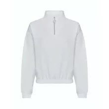 Női pulóver Just Hoods AWJH037 Women S Cropped 1/4 Zip Sweat -XS, Arctic White