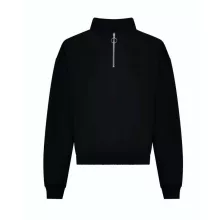 Női pulóver Just Hoods AWJH037 Women S Cropped 1/4 Zip Sweat -L, Deep Black