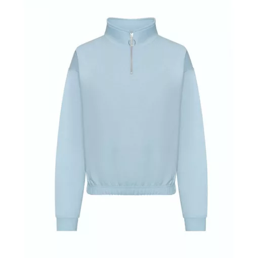 Női pulóver Just Hoods AWJH037 Women S Cropped 1/4 Zip Sweat -L, Sky Blue