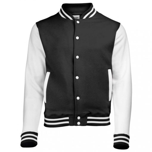 Férfi pulóver Just Hoods AWJH043 varsity Jacket -L, Jet Black/White