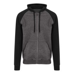   Uniszex pulóver Just Hoods AWJH063 Baseball Zoodie -2XL, Charcoal Grey/Jet Black
