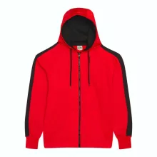 Uniszex pulóver Just Hoods AWJH066 Sports polyester Zoodie -2XL, Fire Red/Jet Black