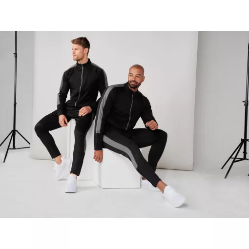 Uniszex Finden + Hales FHLV871 Adult S Knitted Tracksuit Top -S, Black/Gunmetal Grey