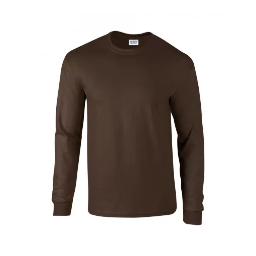 Uniszex póló Gildan GI2400 Ultra Cotton Felnőtt Hosszú Ujjú póló -3XL, Dark Chocolate