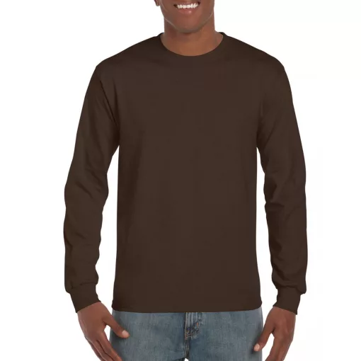 Uniszex póló Gildan GI2400 Ultra Cotton Felnőtt Hosszú Ujjú póló -4XL, Dark Chocolate