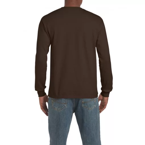 Uniszex póló Gildan GI2400 Ultra Cotton Felnőtt Hosszú Ujjú póló -L, Dark Chocolate