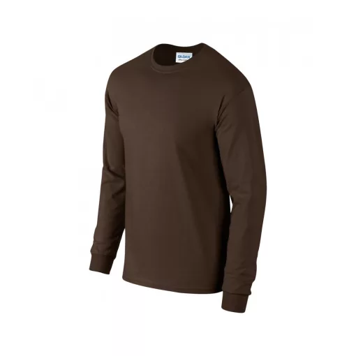 Uniszex póló Gildan GI2400 Ultra Cotton Felnőtt Hosszú Ujjú póló -M, Dark Chocolate