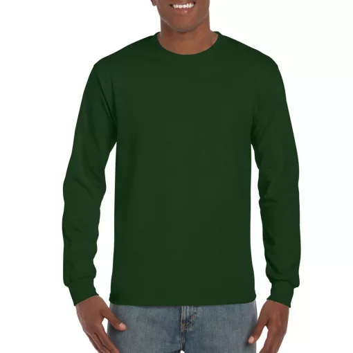 Uniszex póló Gildan GI2400 Ultra Cotton Felnőtt Hosszú Ujjú póló -S, Forest Green