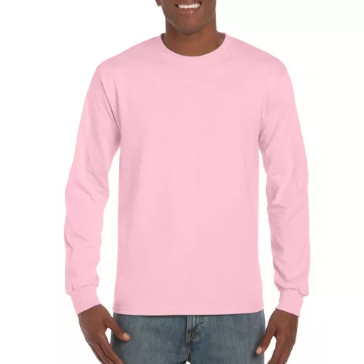 Uniszex póló Gildan GI2400 Ultra Cotton Felnőtt Hosszú Ujjú póló -4XL, Light Pink